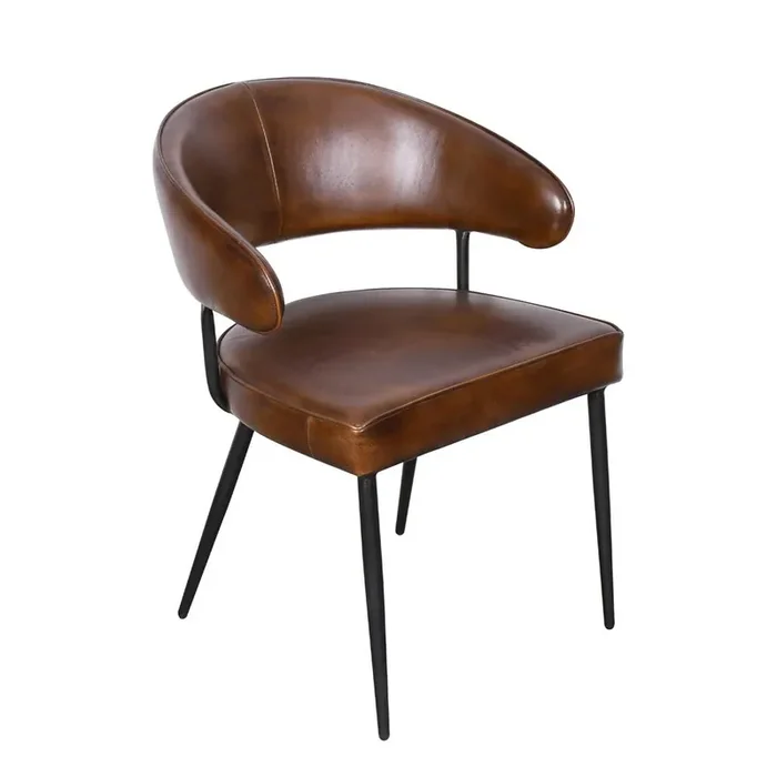 World Interiors – Brisbane Leather Armchair in Washed Chestnut – ZWBRIDAC-CH