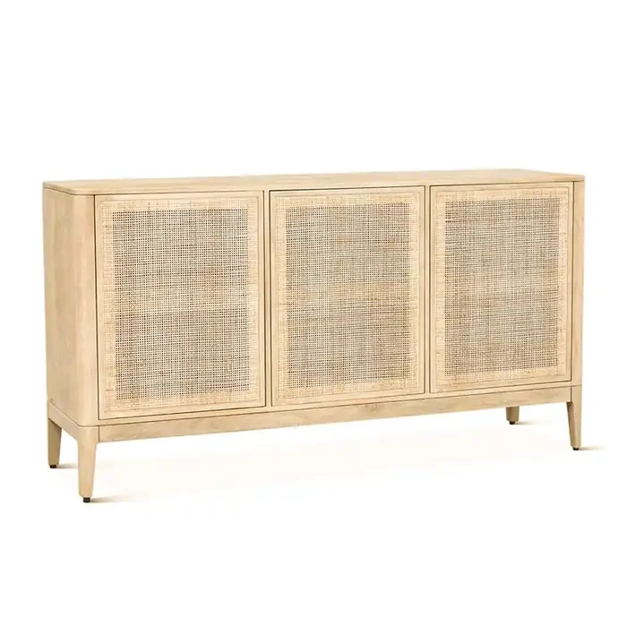 World Interiors – Calabasas 64″ Sideboard in Natural White Cane – ZWCALSB64NW3D