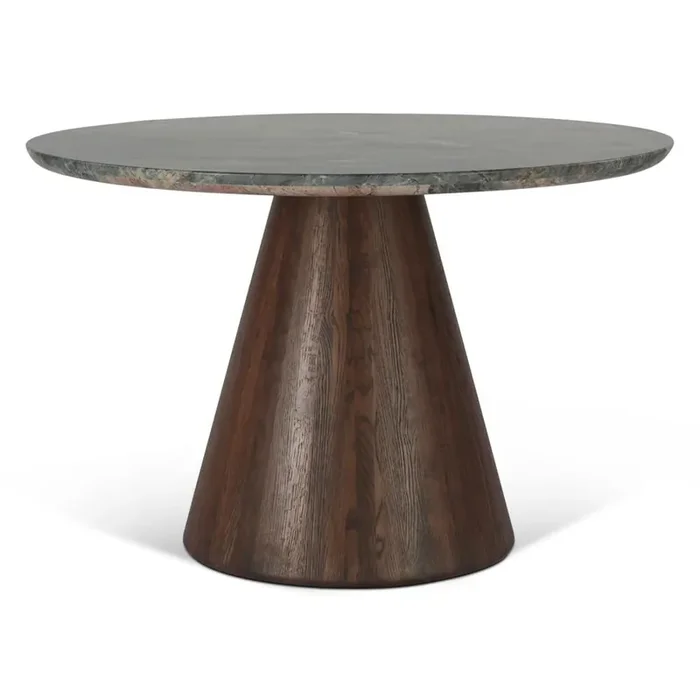 World Interiors – Caldera 48″ Round Dining with Lava Marble and Dark Oak Base – ZWCAL48RDTLMDO