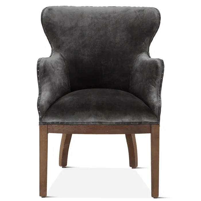 World Interiors – Charles Armchair in Gray Velvet with Exposed Frame – ZWSM296