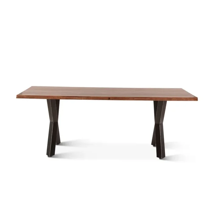 World Interiors – Elliston 80″ Dining Table in Sheesham and Matte Black Iron – ZWELSDT80NA