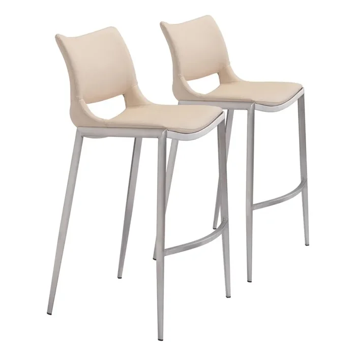 Zuo Modern – Ace Barstool (Set of 2) Light Pink & Silver – 101285