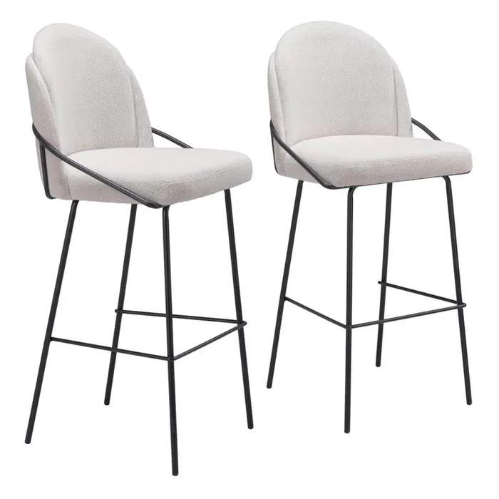 Zuo Modern – Jambi Barstool (Set of 2) Ivory – 109969