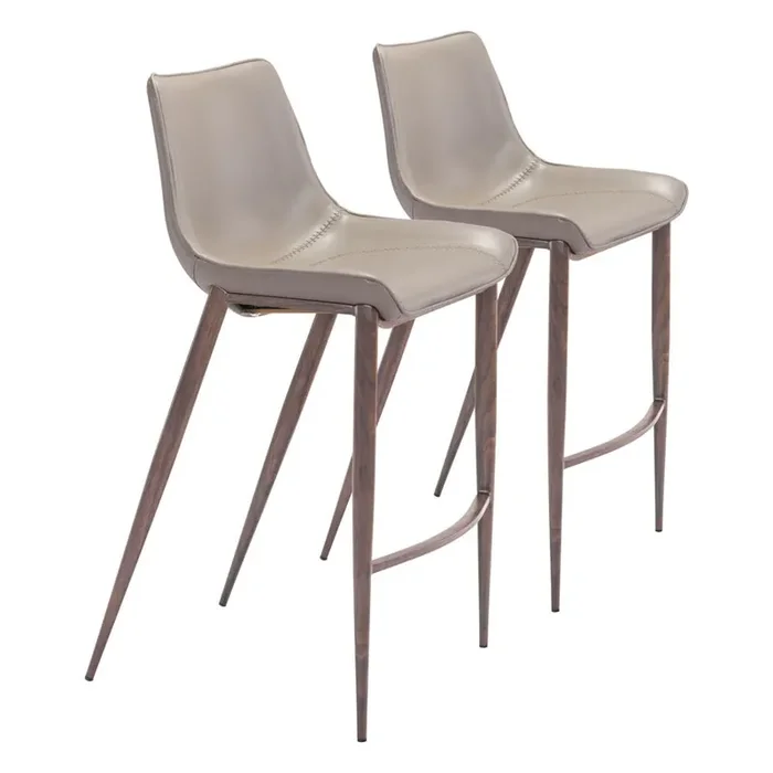Zuo Modern – Magnus Barstool (Set of 2) Brown & Walnut – 101277